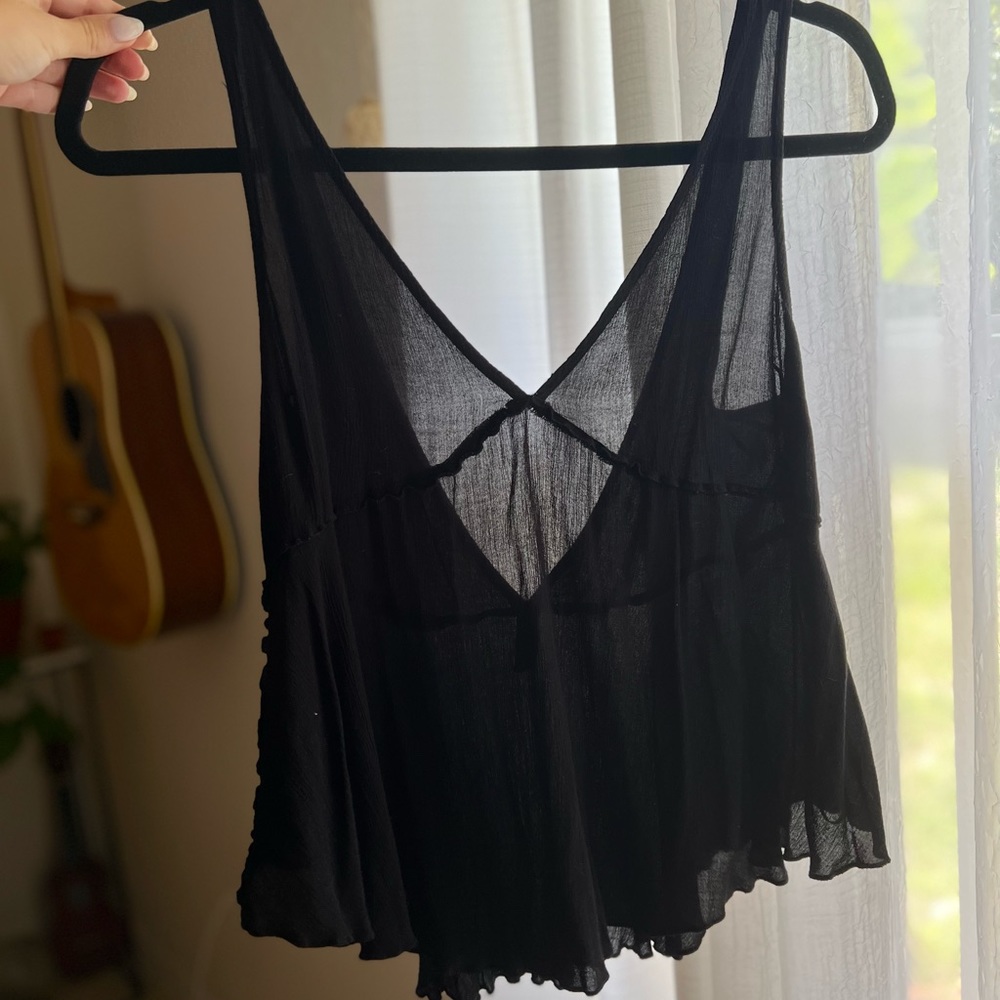 Free People Semi Sheer V Top